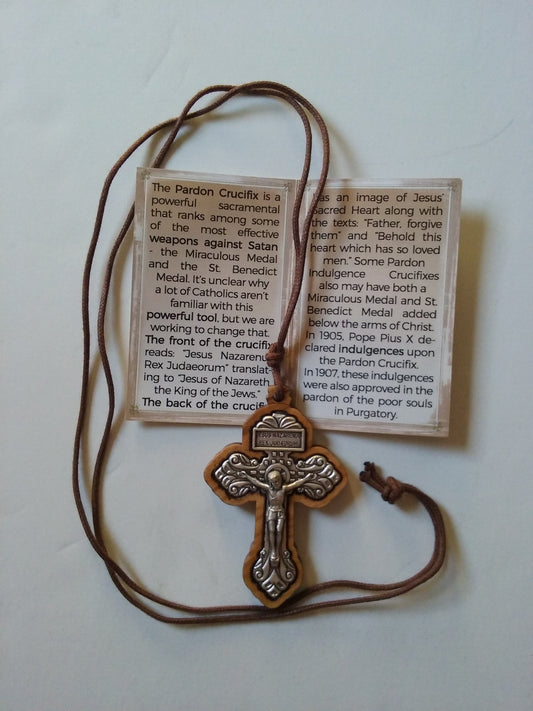 Picture of Pardon Crucifix on brown cord and explanation card