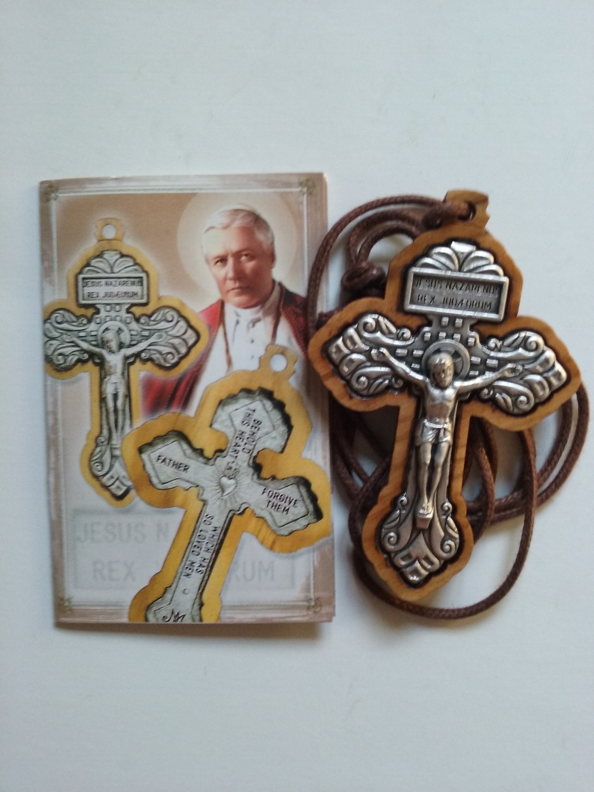 Picture of Pardon Crucifix on brown cord and explanation card