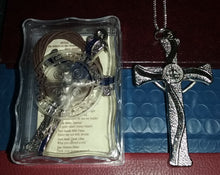 Load image into Gallery viewer, St. Benedict Bluewave Crucifix Pendant